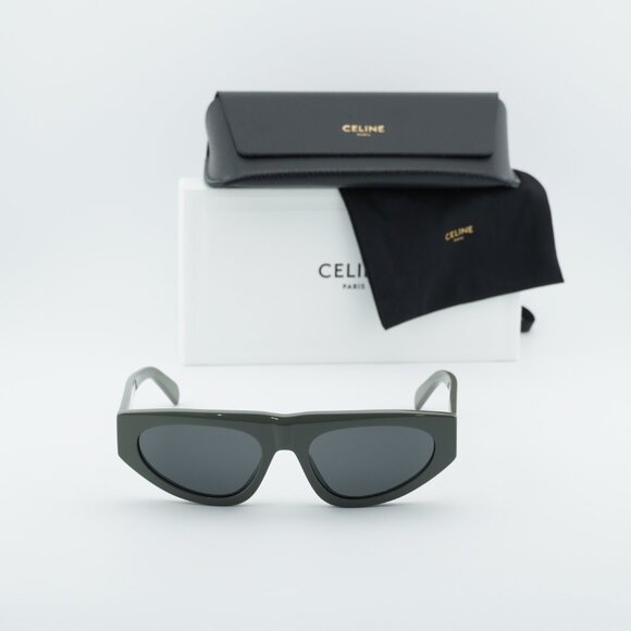 Celine CL40315U 93A Geometric Sunglasses - Green/Smoke main image 6